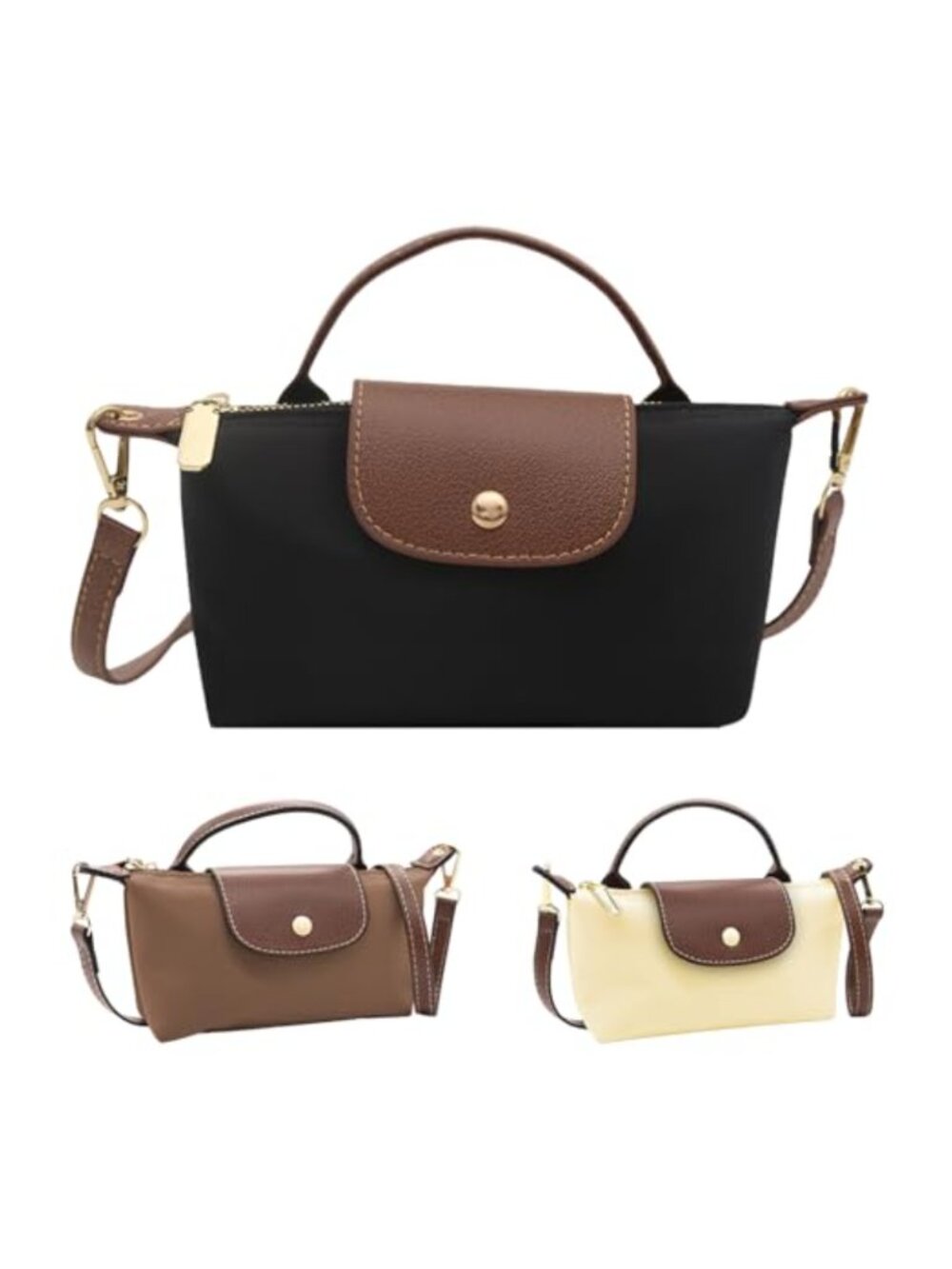 Quilted Crossbody Bag Nylon Mini Adjustable Strap Zip Pocket